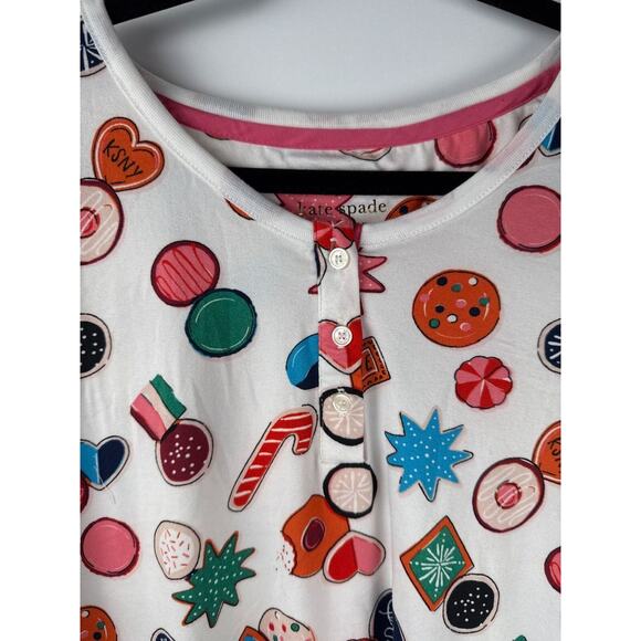 Kate Spade Pajama Set Joggers Womens Large Holiday Spirit Print Brushed Jersey - Picture 5 of 11
